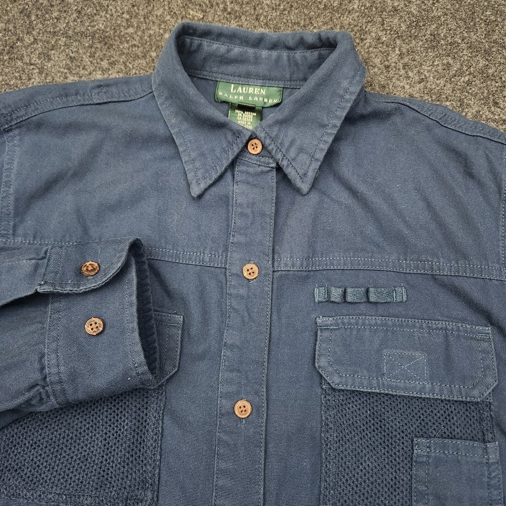 Lauren Ralph Lauren Womens Medium‎ Navy Blue Button Up Shirt Gorpcore Americana